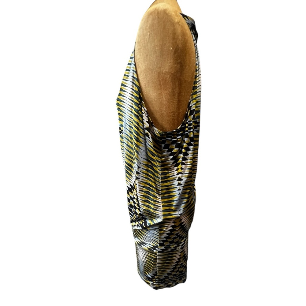 BCBGMaxAzria Multicolor Deep Neck Geometric Dress NWOT M - Picture 4 of 9